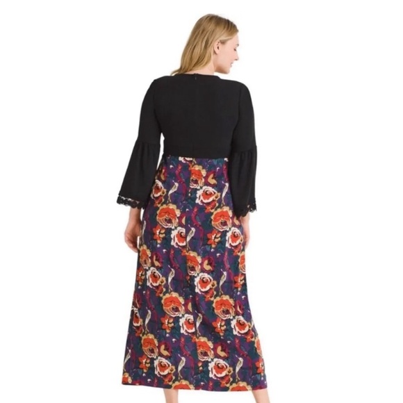 REVOLVE Modcloth x Anna Sui Retro Bell Sleeve Floral Skirt Front Slit Maxi Dress - Picture 3 of 10